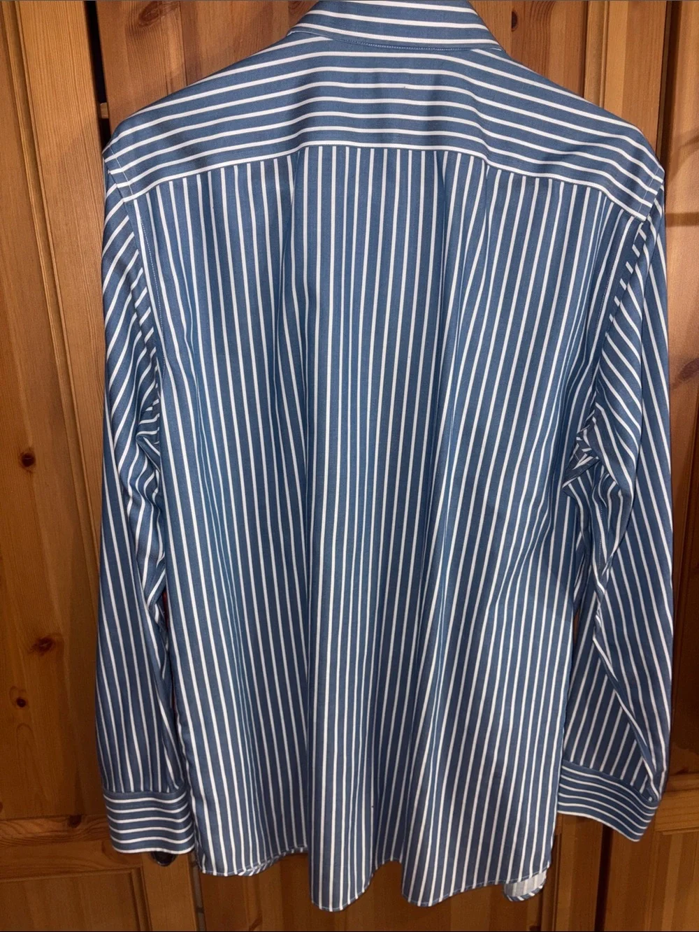 Banana Republic Blue and White Vertical Stripe Dress Shirt